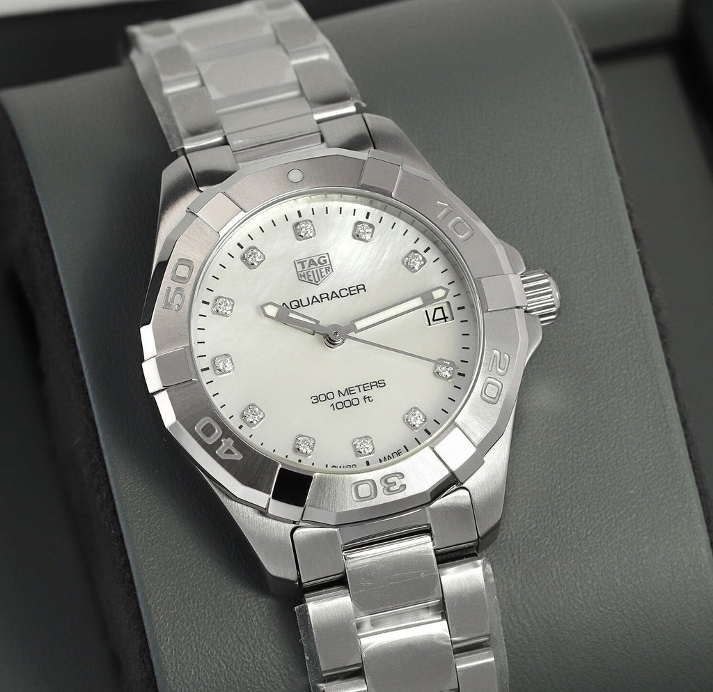 Tag Heuer Aquaracer Diamonds White Mother of Pearl Dial Silver Steel Strap Watch for Women - WBD1314.BA0740 Authentic Buy Shop Now
