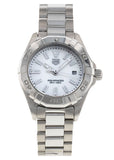 Tag Heuer Aquaracer Quartz Mother of Pearl White Dial Silver Steel Strap Watch for Women - WBD1411.BA0741 Authentic Buy Shop Now