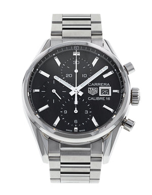 Tag Heuer Carrera Automatic Chronograph Black Dial Silver Steel Strap Watch for Men - CBK2110.BA0715 Authentic Buy Shop Now