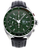 Tag Heuer Formula 1 Calibre 16 Automatic Chronograph Green Dial Black Leather Strap Watch for Men - CAZ2016.FC6473 Authentic Buy Shop Now