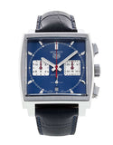 Tag Heuer Monaco Automatic Chronograph Blue Dial Blue Leather Strap Watch for Men - CBL2111.FC6453 Authentic Buy Shop Now