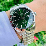 Tissot Gentleman Powermatic 80 Silicium Green Dial Silver Steel Strap Watch For Men - T127.407.11.091.01 Authentic Buy Shop Now