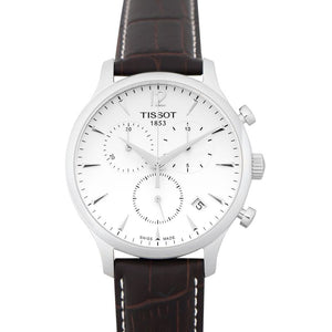 Tissot T Classic Tradition Chronograph White Dial Brown Leather Strap Watch For Men - T063.617.16.037.00 Authentic Buy Shop Now