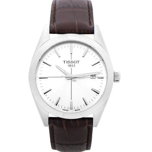 Tissot Gentlemen Silver Dial Brown Leather Strap Watch for Men - T127.410.16.031.01 Authentic Buy Shop Now
