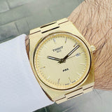 Tissot PRX Champagne Yellow Gold Dial Gold Steel Strap Watch for Men - T137.410.33.021.00 Authentic Buy Shop Now