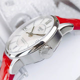 Tissot Chemin Des Tourelles Powermatic 80 Mother of Pearl White Dial Red Leather Strap Watch For Women - T099.207.16.118.00 Authentic Buy Shop Now