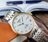 Tissot T Classic Le Locle Powermatic 80 Silver Dial Two Tone Steel Strap Watch For Men - T0064072203301 Authentic Buy Shop Now