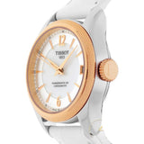 Tissot T-Classic Powermatic 80 Mother of Pearl Silver Dial White Leather Strap Watch For Women - T108.208.26.117.00 Authentic Buy Shop Now