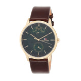 Tommy Hilfiger Hunter Green Dial Brown Leather Strap Watch for Men - 1791607 Authentic Buy Shop Now