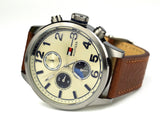 Tommy Hilfiger Jackson Multi-Function Silver Dial Brown Leather Strap Watch for Men - 1791239 Authentic Buy Shop Now