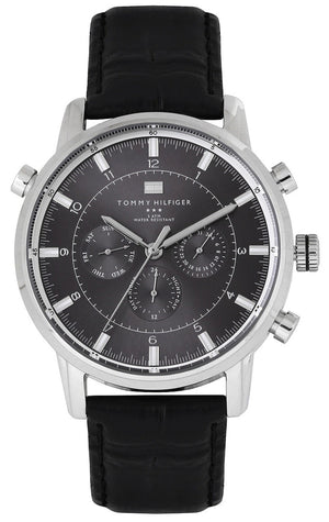 Tommy Hilfiger Harrison Chronograph Black Dial Black Leather Strap Watch for Men - 1790875 Authentic Buy Shop Now