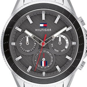 Tommy Hilfiger Aiden Chronograph Grey Dial Silver Steel Strap Watch For Men - 1791857 Authentic Buy Shop Now