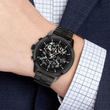 Tommy Hilfiger Henry Chronograph Black Dial Black Steel Strap Watch For Men - 1710478 Authentic Buy Shop Now