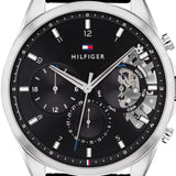 Tommy Hilfiger Baker Chronograph Black Dial Black Leather Strap Watch For Men - 1710449 Authentic Buy Shop Now
