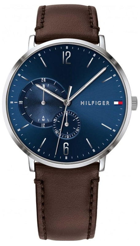 Tommy Hilfiger Cooper Blue Dial Brown Leather Strap Watch for Men - 1791508 Authentic Buy Shop Now