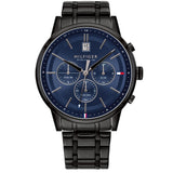 Tommy Hilfiger Kyle Quartz Blue Dial Black Steel Strap Watch for Men - 1791633 Authentic Buy Shop Now
