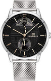Tommy Hilfiger Hunter Quartz Black Dial Silver Steel Strap Watch for Men - 1791610 Authentic Buy Shop Now