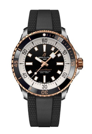 Breitling Superocean Automatic 42mm 18K Red Gold & Black Dial Black Rubber Strap Watch for Men - U17375211B1S1 Authentic Buy Shop Now
