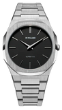 D1 Milano Ultra Thin Matte Black Dial Silver Steel Strap Watch for Men - D1-UTBJ40 Authentic Buy Shop Now