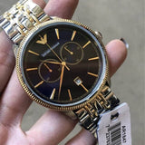 Emporio Armani Classic Blue Dial Two Tone Steel Strap Watch For Men - AR1847 Authentic Buy Shop Now