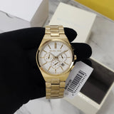 Michael Kors Lennox Chronograph White Dial Gold Steel Strap Watch For Men - MK9120 Authentic Buy Shop Now