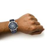 Emporio Armani Classic Chronograph Blue Dial Blue Leather Strap Watch For Men - AR2473 Authentic Buy Shop Now