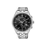 Citizen Eco Drive Chronograph Black Dial Silver Steel Strap Watch For Men - AT2140-55E Authentic Buy Shop Now