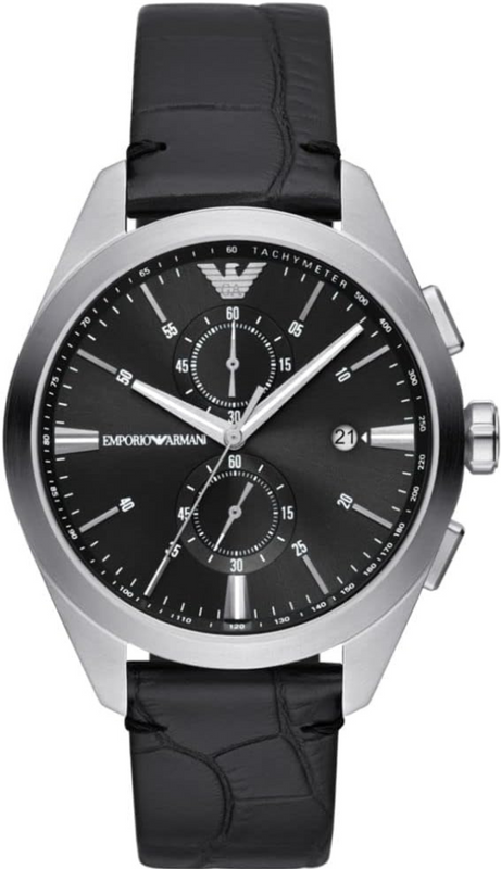 Emporio Armani Claudio Chronograph Black Dial Black Leather Strap Watch For Men - AR11542 Authentic Buy Shop Now
