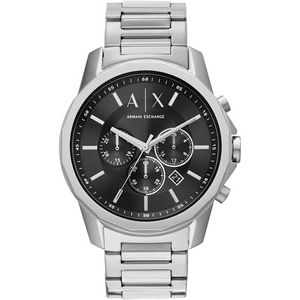 Armani Exchange Banks Chronograph Black Dial Silver Steel Strap Watch For Men - AX1720 Authentic Buy Shop Now
