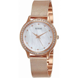 Guess Chelsea Mother of Pearl White Dial Rose Gold Mesh Strap Watch For Women - W0647L2 Authentic Buy Shop Now