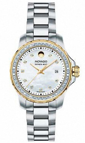 Movado Series 800 29mm Diamonds Mother of Pearl Dial Silver Steel Strap Watch For Women - 2600121 Authentic Buy Shop Now