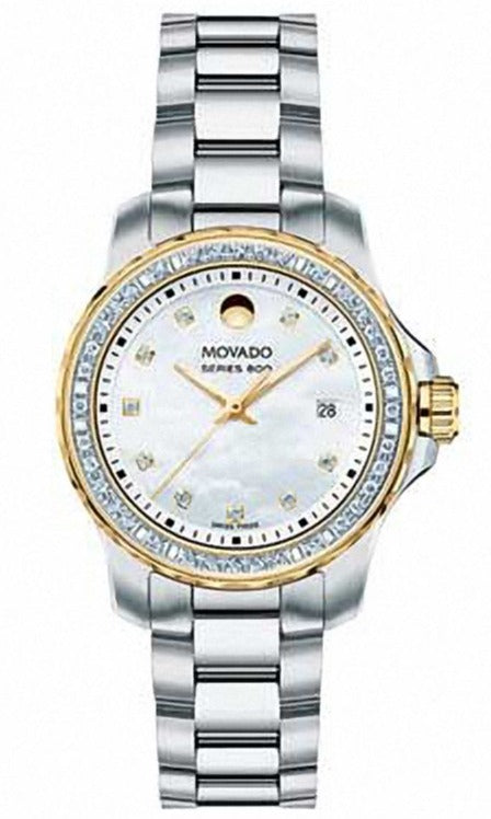 Movado Series 800 29mm Diamonds Mother of Pearl Dial Silver Steel Strap Watch For Women - 2600121 Authentic Buy Shop Now