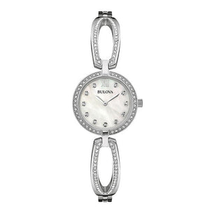 Bulova Crystal Collection Mother of Pearl Dial Silver Steel Strap Watch for Women - 96L223 Authentic Buy Shop Now