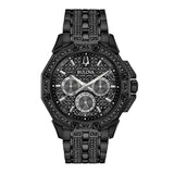 Bulova Octova Chronograph Black Crystal Dial Black Steel Strap Watch for Men - 98C134 Authentic Buy Shop Now
