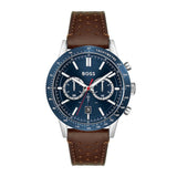 Hugo Boss Allure Blue Dial Brown Leather Strap Watch for Men - 1513921 Authentic Buy Shop Now