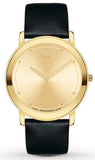 Movado Sapphire Gold Dial Black Leather Strap Watch For Men - 606883 Authentic Buy Shop Now