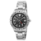 Versace Hellenyium GMT Black Dial Silver Steel Strap Watch for Men - V11020015 Authentic Buy Shop Now