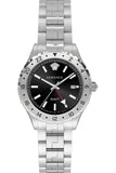 Versace Hellenyium GMT Black Dial Silver Steel Strap Watch for Men - V11020015 Authentic Buy Shop Now