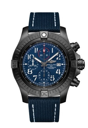 Breitling Super Avenger Chronograph 48 Night Mission Blue Dial Blue Leather Strap Watch for Men - V13375101C1X2 Authentic Buy Shop Now