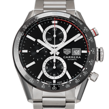 Tag Heuer Carrera Automatic Chronograph Black Dial Silver Steel Strap Watch for Men - CBM2110.BA0651 Authentic Buy Shop Now