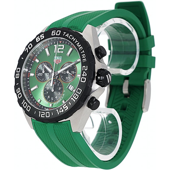 Tag Heuer Formula 1 Chronograph Green Dial Green Rubber Strap Watch for Men - CAZ101AP.FT8056 Authentic Buy Shop Now