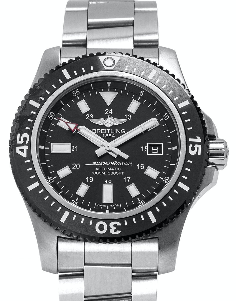 Breitling Superocean II Special 44mm Black Dial Silver Steel Strap Watch for Men - Y1739310/BF45/162A Authentic Buy Shop Now