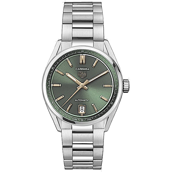 Tag Heuer Carrera Date Automatic 18K Green Dial Silver Steel Strap Watch for Women - WBN2312.BA0001 Authentic Buy Shop Now