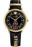 Versace V-Circle Manifesto Edition Black Dial Black Leather Strap Watch for Men - VBQ050017 Authentic Buy Shop Now