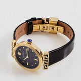 Versace Greca Meander Black Dial Black Leather Strap Watch for Women - VELW00420 Authentic Buy Shop Now