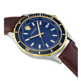 Versace Hellenyium GMT Blue Dial Brown Leather Strap Watch for Men - V11080017 Authentic Buy Shop Now