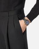 Versace Greca Time Quartz Black Dial Grey Steel Strap Watch for Men - VE3K00622 Authentic Buy Shop Now
