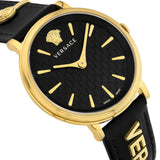 Versace V Circulus Quartz Black Dial Black Leather Strap Watch for Women - VBP12017 Authentic Buy Shop Now