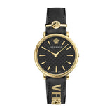 Versace V Circulus Quartz Black Dial Black Leather Strap Watch for Women - VBP12017 Authentic Buy Shop Now