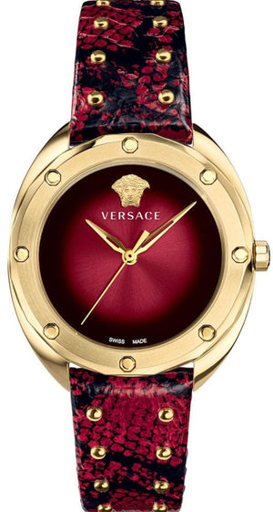 Versace Shadov Quartz Red Dial Red Leather Strap Watch for Women - VEBM00918 Authentic Buy Shop Now